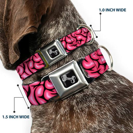 Dog Bone Seatbelt Buckle Collar - Brains Black/Pink Seatbelt Buckle Collars Buckle-Down