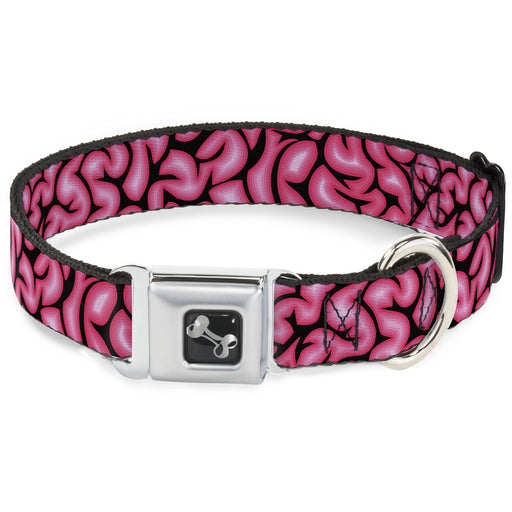 Dog Bone Seatbelt Buckle Collar - Brains Black/Pink Seatbelt Buckle Collars Buckle-Down