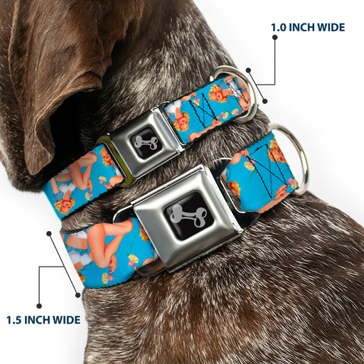 Dog Bone Seatbelt Buckle Collar - Blonde Pin Up Girl Bright Blue Seatbelt Buckle Collars Buckle-Down