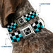 Dog Bone Seatbelt Buckle Collar - Checker Black/Ombre Turquoise Seatbelt Buckle Collars Buckle-Down