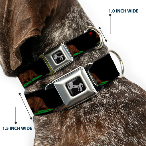 Dog Bone Seatbelt Buckle Collar - California Flag Bear Black Seatbelt Buckle Collars Buckle-Down