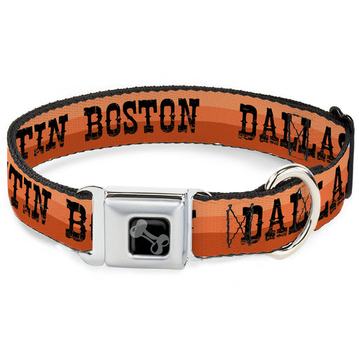 Dog Bone Black/Silver Seatbelt Buckle Collar - Dallas-Raleigh-Tennessee-Austin-Boston Stripes Browns/Black Seatbelt Buckle Collars Buckle-Down   