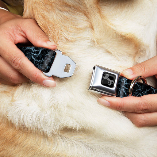 Dog Bone Black/Silver Seatbelt Buckle Collar - Marble Black/Baby Blue Seatbelt Buckle Collars Buckle-Down   