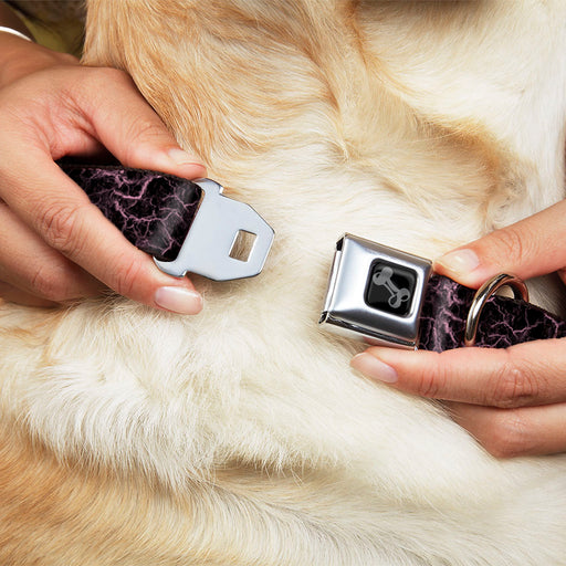 Dog Bone Black/Silver Seatbelt Buckle Collar - Marble Black/Baby Pink Seatbelt Buckle Collars Buckle-Down   