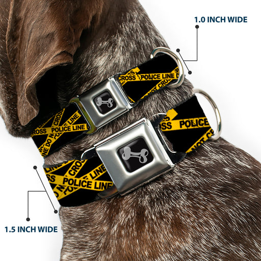 Dog Bone Seatbelt Buckle Collar - Police Line Black/Yellow Seatbelt Buckle Collars Buckle-Down