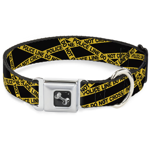 Dog Bone Seatbelt Buckle Collar - Police Line Black/Yellow Seatbelt Buckle Collars Buckle-Down