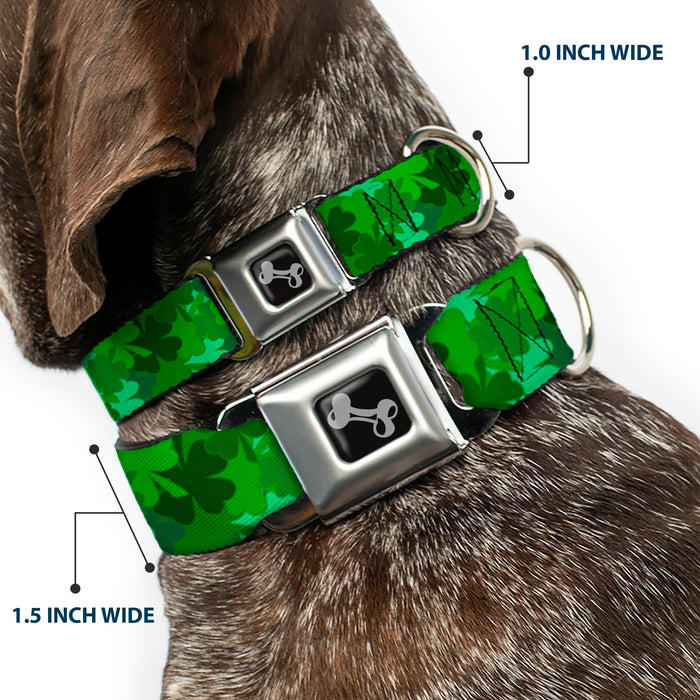 Dog Bone Seatbelt Buckle Collar - St. Pat's Stacked Shamrocks Greens Seatbelt Buckle Collars Buckle-Down