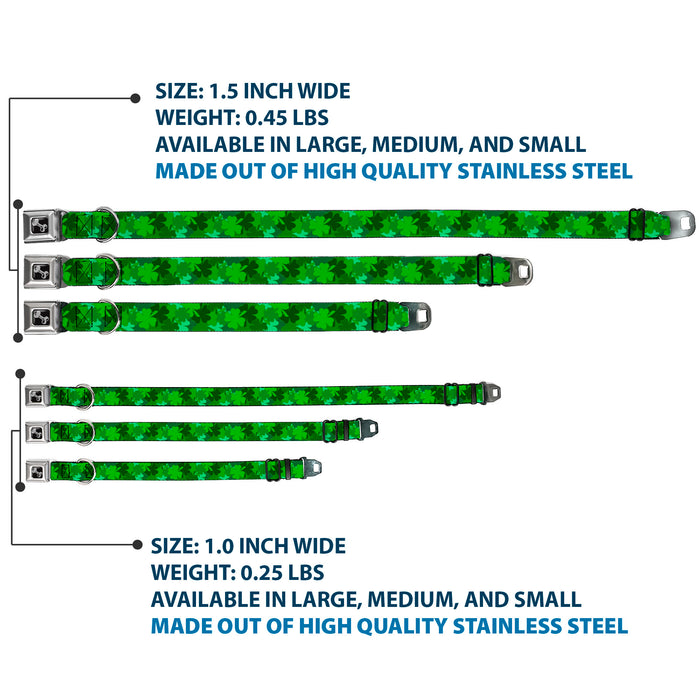 Dog Bone Seatbelt Buckle Collar - St. Pat's Stacked Shamrocks Greens Seatbelt Buckle Collars Buckle-Down