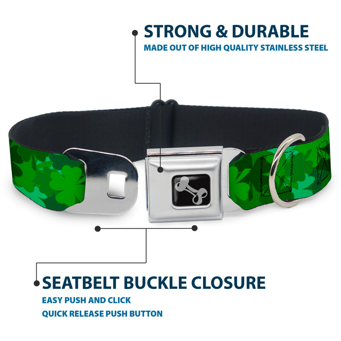 Dog Bone Seatbelt Buckle Collar - St. Pat's Stacked Shamrocks Greens Seatbelt Buckle Collars Buckle-Down