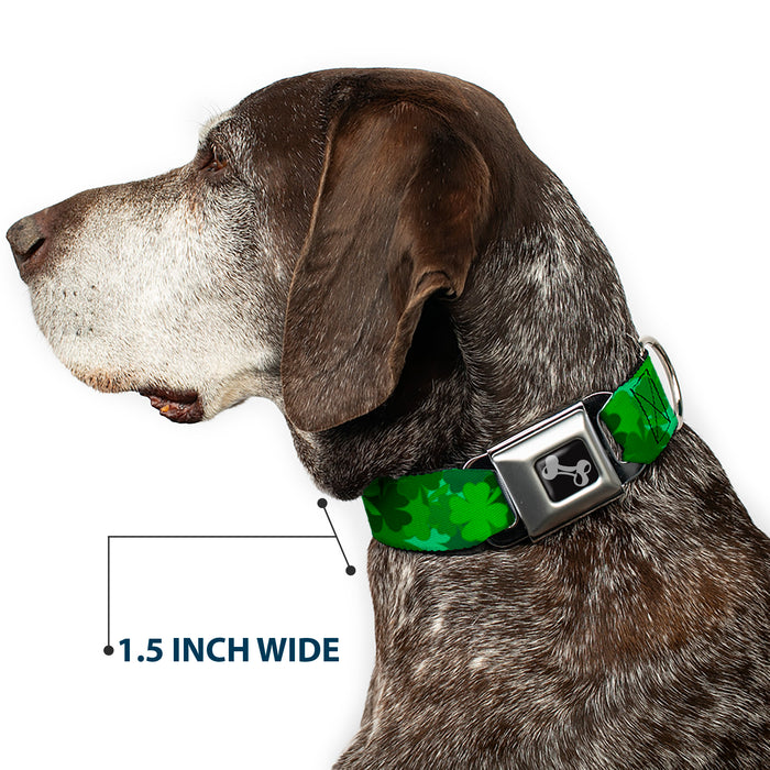 Dog Bone Seatbelt Buckle Collar - St. Pat's Stacked Shamrocks Greens Seatbelt Buckle Collars Buckle-Down 1.5" WIDE SMALL