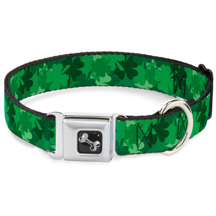 Dog Bone Seatbelt Buckle Collar - St. Pat's Stacked Shamrocks Greens Seatbelt Buckle Collars Buckle-Down