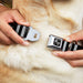 Dog Bone Black/Silver Seatbelt Buckle Collar - Star and Three Stripes Black/Gray Seatbelt Buckle Collars Buckle-Down   