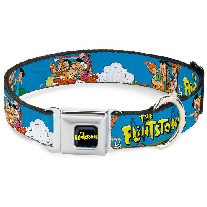 THE FLINTSTONES Logo Full Color Black Yellow Seatbelt Buckle Collar - The Flintstones and Rubbles Group Pose/Logo Blue Seatbelt Buckle Collars The Flintstones