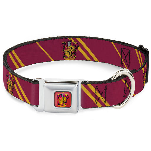 Gryffindor Crest Full Color Seatbelt Buckle Collar - GRYFFINDOR Crest/Stripe Burgundy/Gold Seatbelt Buckle Collars Warner Bros.   