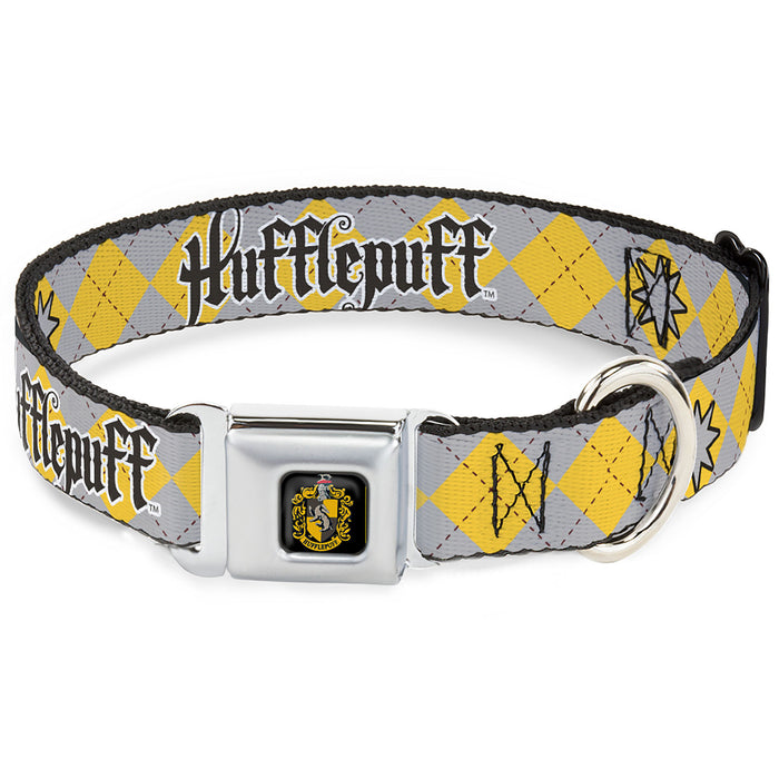 Hufflepuff Crest Full Color Seatbelt Buckle Collar - Harry Potter HUFFLEPUFF/Stars Argyle Plaid Gray/Gold/Browns Seatbelt Buckle Collars Warner Bros.   