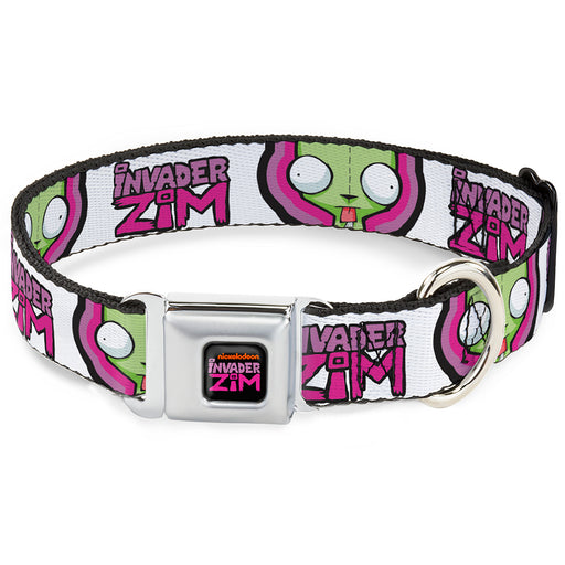 INVADER ZIM Title Logo Full Color Pink/Green Seatbelt Buckle Collar - INVADER ZIM Title Logo and GIR Pose Close-Up White/Pinks Seatbelt Buckle Collars Nickelodeon   
