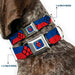 Harley Quinn Diamond Full Color Blue/Black/Red Seatbelt Buckle Collar - Harley Quinn Diamond/Stripe Red/Blue Seatbelt Buckle Collars DC Comics