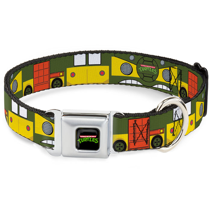 Classic TEENAGE MUTANT NINJA TURTLES Logo Full Color Seatbelt Buckle Collar - Classic TMNT Ninja Turtles Party Van All Sides Green/Yellow/Orange Seatbelt Buckle Collars Nickelodeon   