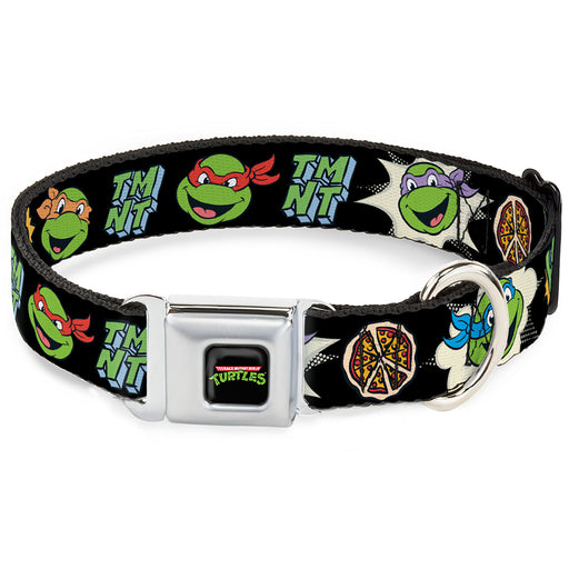 Classic TEENAGE MUTANT NINJA TURTLES Logo Seatbelt Buckle Collar - Teenage Mutant Ninja Turtles Faces and Icons Black/Multi Color Seatbelt Buckle Collars Nickelodeon   