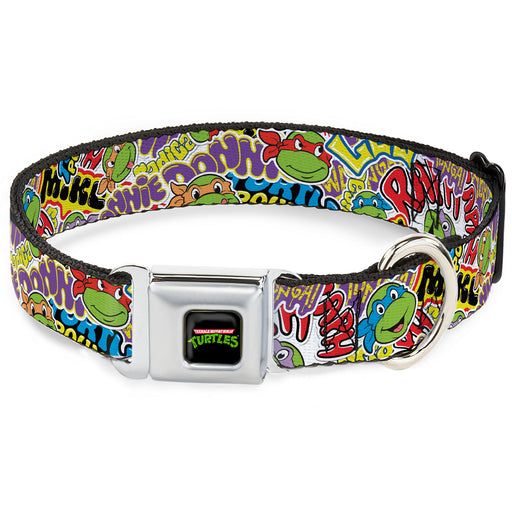 Classic TEENAGE MUTANT NINJA TURTLES Logo Seatbelt Buckle Collar - Teenage Mutant Ninja Turtles Sticker Slaps Collage White/Multi Color Seatbelt Buckle Collars Nickelodeon   
