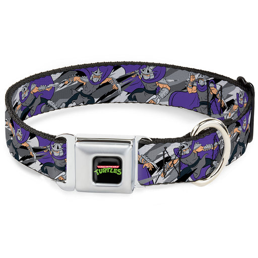 Classic TEENAGE MUTANT NINJA TURTLES Logo Seatbelt Buckle Collar - Teenage Mutant Ninja Turtles Shredder Action Poses Grays/Purple Seatbelt Buckle Collars Nickelodeon   