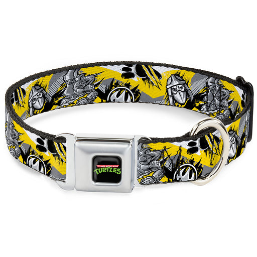 Classic TEENAGE MUTANT NINJA TURTLES Logo Seatbelt Buckle Collar - Teenage Mutant Ninja Turtles Shredder Pose and Icons Grays/Yellow Seatbelt Buckle Collars Nickelodeon   
