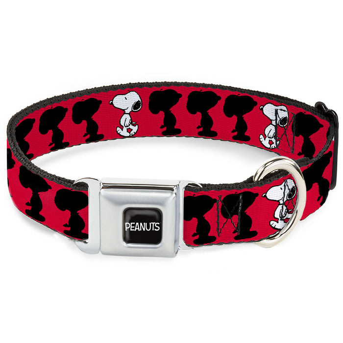 PEANUTS Title Logo Full Color Black/White Seatbelt Buckle Collar - Peanuts Snoopy Walking/Silhouette Pose Red/Black/White Seatbelt Buckle Collars Peanuts Worldwide LLC   