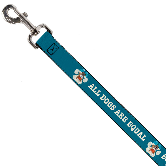 Dog Leash - BEACH DAWG CARE ALL DOGS ARE EQUAL Turquoise/White Dog Leashes Buckle-Down   