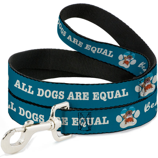 Dog Leash - BEACH DAWG CARE ALL DOGS ARE EQUAL Turquoise/White Dog Leashes Buckle-Down   