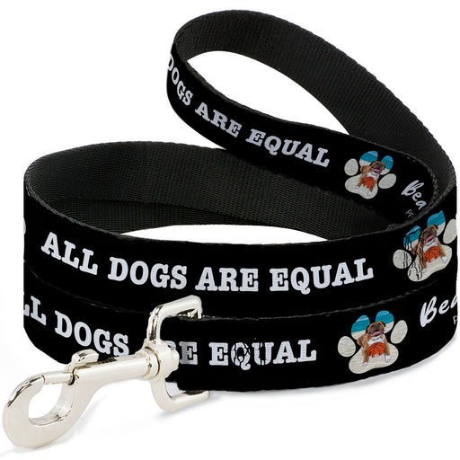 Dog Leash - BEACH DAWG CARE ALL DOGS ARE EQUAL Black/White Dog Leashes Buckle-Down   