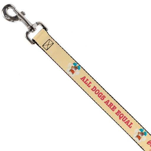 Dog Leash - BEACH DAWG CARE ALL DOGS ARE EQUAL Cream/Pink Dog Leashes Buckle-Down   