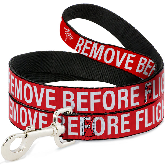 Dog Leash - Buckle-Down REMOVE BEFORE FLIGHT Red/White Dog Leashes Buckle-Down   