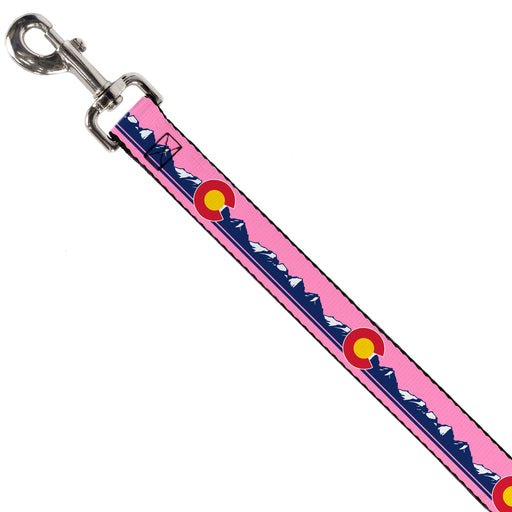 Dog Leash - Colorado Flag Icon Mountain Skyline Pink/Blue/White Dog Leashes Buckle-Down   