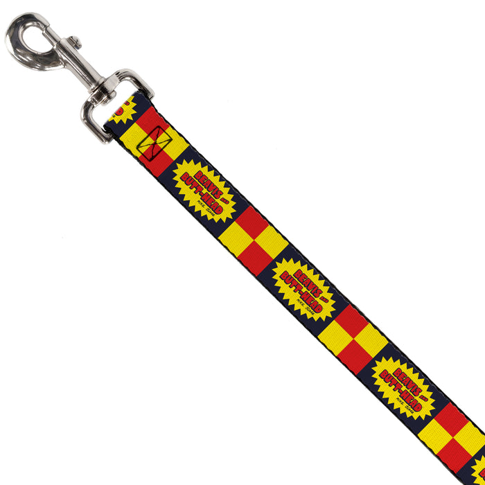 Dog Leash - BEAVIS AND BUTT-HEAD Title Logo Checker Black/Red/Yellow Dog Leashes MTV   