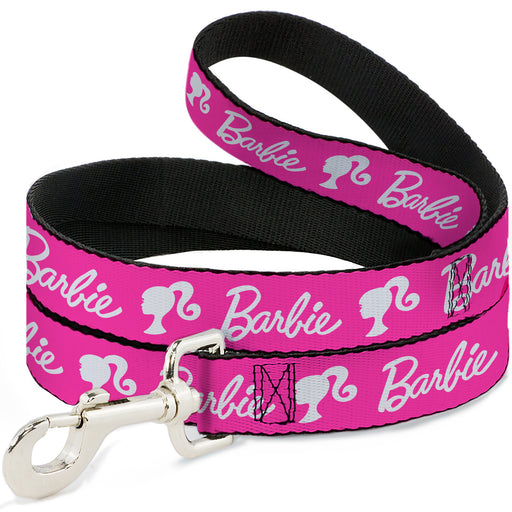 Dog Leash - BARBIE Script Signature Logo and Silhouette Hot Pink/White Dog Leashes Mattel   