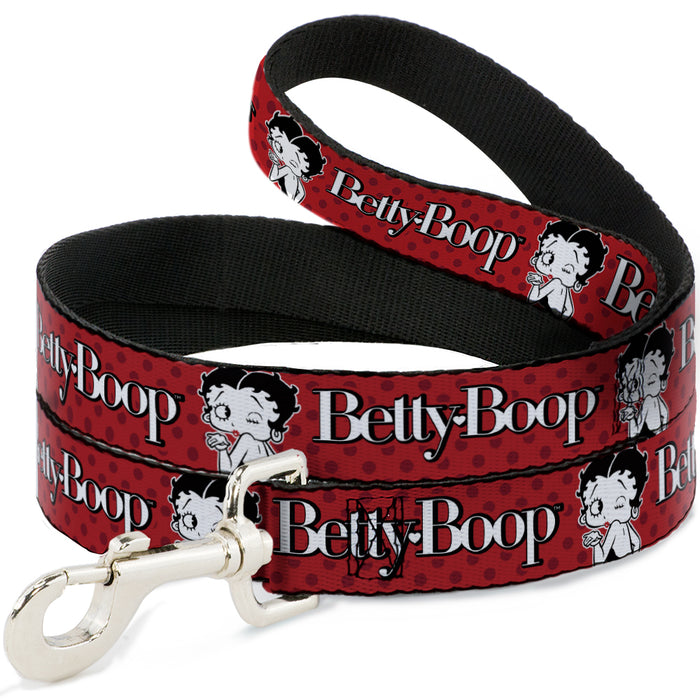 Dog Leash - BETTY BOOP Winking Kiss Pose and Text Reds/Black/White Dog Leashes Fleischer Studios, Inc.   