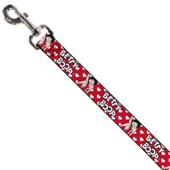 Dog Leash - BETTY BOOP Seated Leg Kick Pose and Text Hearts Red/White/Black Dog Leashes Fleischer Studios, Inc.   