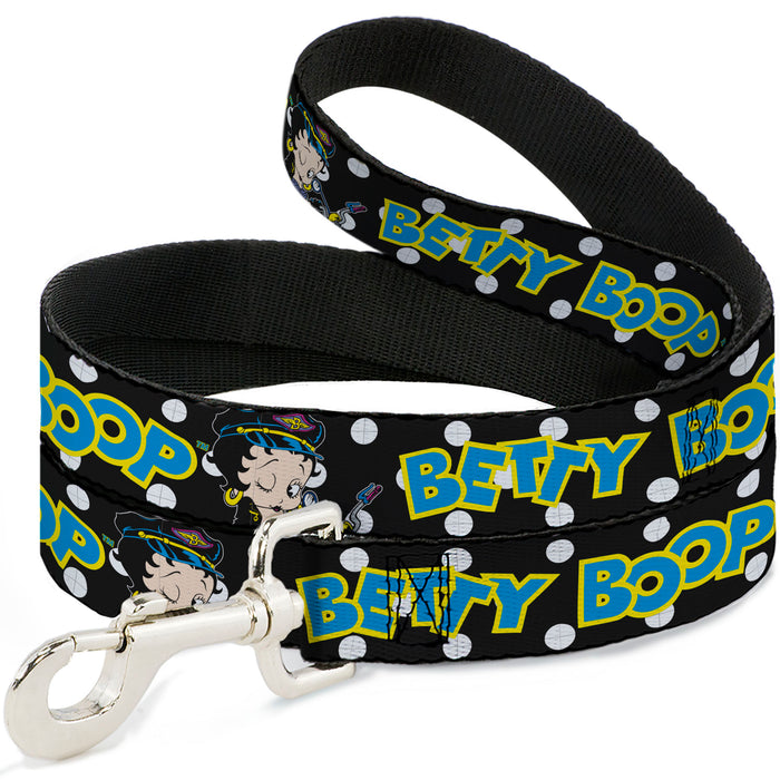 Dog Leash - BETTY BOOP Biker Betty Winking and Text Polka Dot Black/White/Yellow/Blue Dog Leashes Fleischer Studios, Inc.   