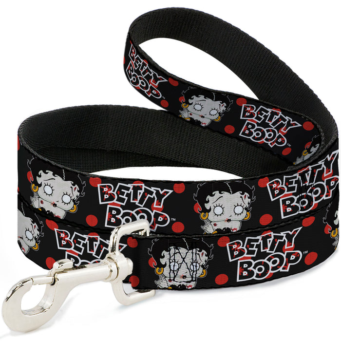 Dog Leash - BETTY BOOP Zombie Betty and Text Polka Dot Black/Red/White Dog Leashes Fleischer Studios, Inc.   