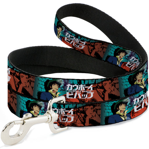 Dog Leash - COWBOY BEBOP Spike and Faye Brick Pose and Title Logo Blues/Reds Dog Leashes Crunchyroll   