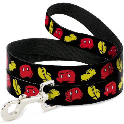 Dog Leash - Mickey Mouse Shorts and Shoes Black/Red/Yellow Dog Leashes Disney   
