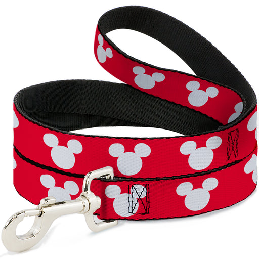 Dog Leash - Mickey Mouse Ears Icon Red/White Dog Leashes Disney   