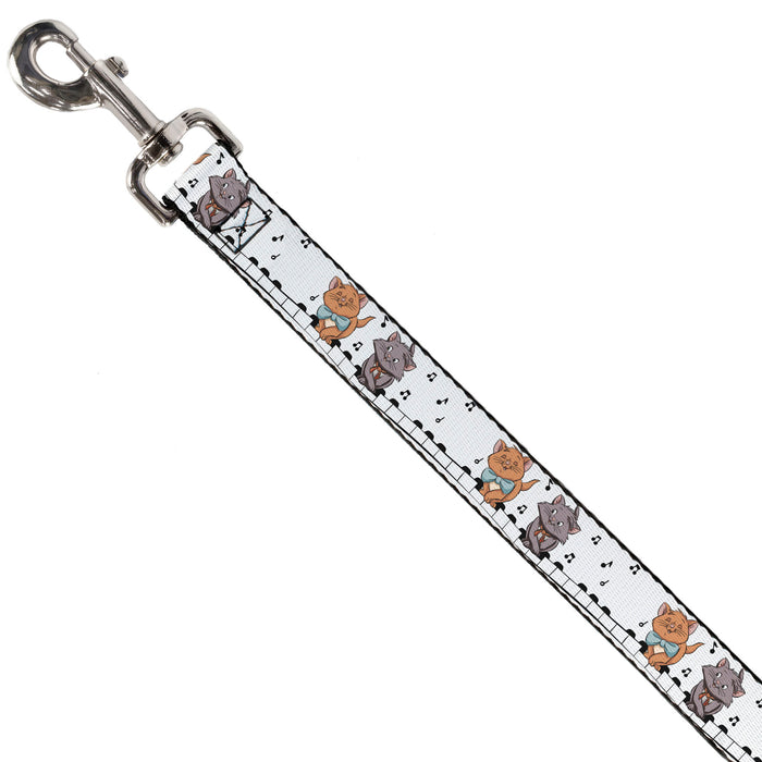 Dog Leash - Aristocats Toulouse and Berlioz Piano Pose and Musical Notes White/Black Dog Leashes Disney   