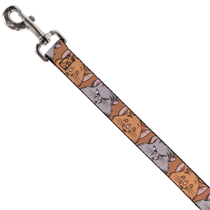 Dog Leash - Aristocats Toulouse and Berlioz Close-Up Faces Orange Dog Leashes Disney   