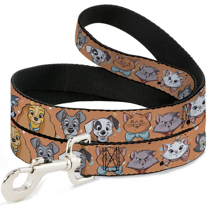 Dog Leash - Disney Cats and Dogs Faces Orange Dog Leashes Disney   