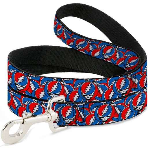 Dog Leash - Grateful Dead Steal Your Face Logo Stacked Red/White/Blue Dog Leashes Grateful Dead   