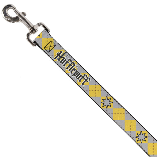 Dog Leash - Harry Potter HUFFLEPUFF/Stars Argyle Plaid Gray/Gold/Browns Dog Leashes Warner Bros.   