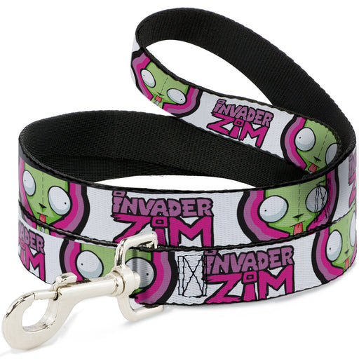 Dog Leash - INVADER ZIM Title Logo and GIR Pose Close-Up White/Pinks Dog Leashes Nickelodeon   