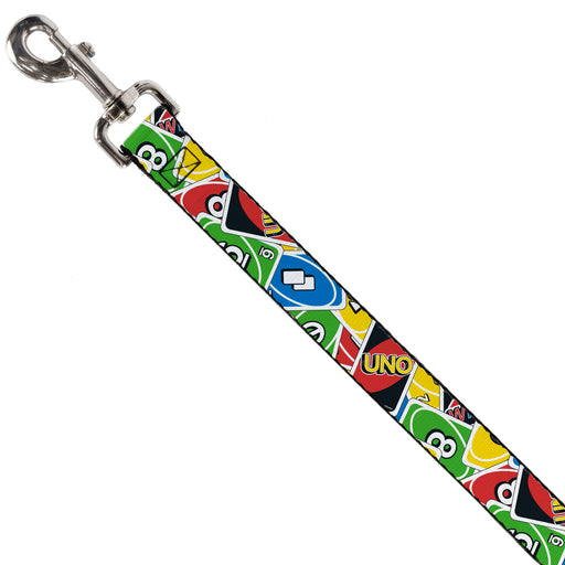 Dog Leash - UNO Cards Stacked Collage Multi Color Dog Leashes Mattel   