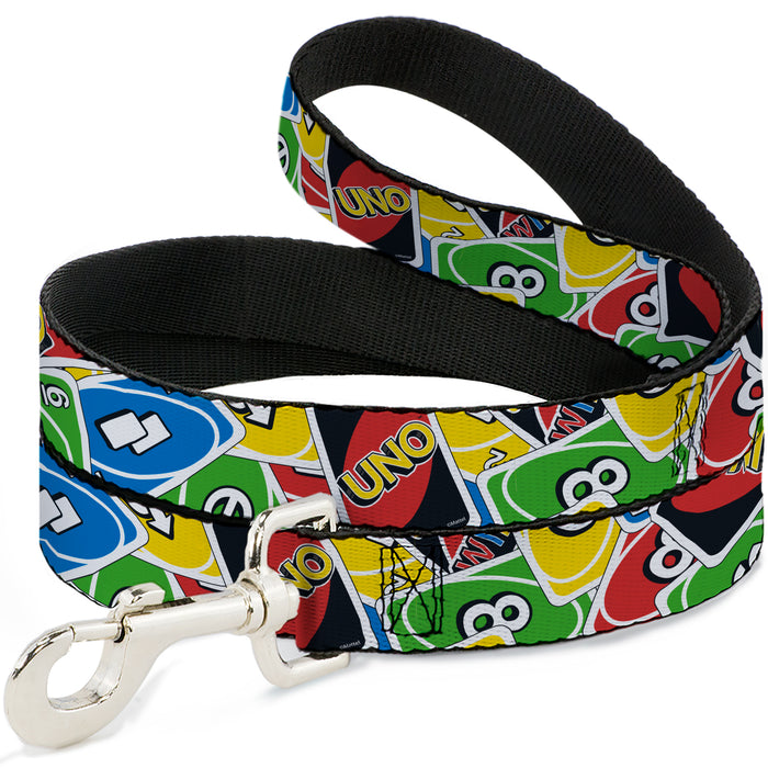 Dog Leash - UNO Cards Stacked Collage Multi Color Dog Leashes Mattel   